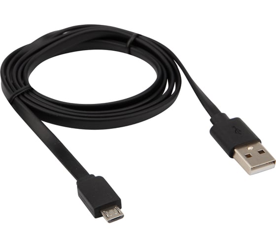 Универсальный кабель REXANT USB microUSB шнур плоский 1М черный 18-4270