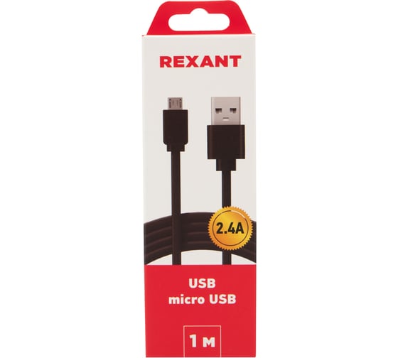 Универсальный кабель REXANT USB microUSB шнур плоский 1М черный 18-4270