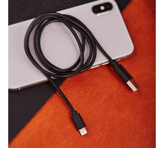 Кабель REXANT USB для iPhone 5/6/7 моделей шнур 1М черный 18-1122
