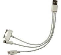 Кабель REXANT USB 3 в 1 только для зарядки iPhone 5/iPhone 4/microUSB белый 18-1126