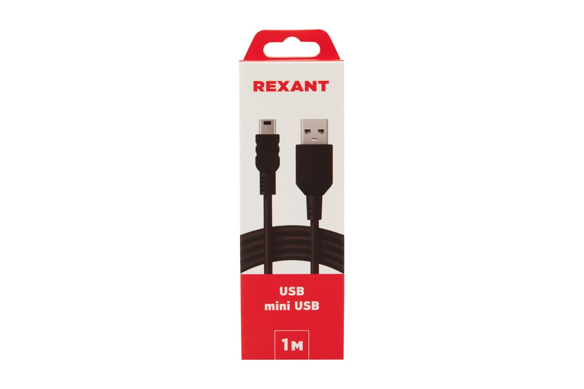 Кабель REXANT USB mini USB длинный штекер 1М черный 18-4402