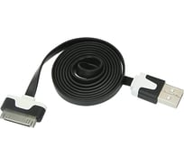 Кабель REXANT USB для iPhone 4 slim шнур плоский 1М черный 18-1980