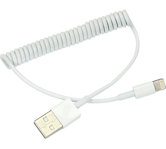 Кабель REXANT USB для iPhone 5/6/7 моделей шнур спираль 1М белый 18-4202 1