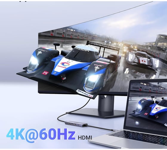 USB концентратор (хаб) Ugreen USB-C to HDMI, 3хUSB 3.0 A, PD Power Converter, цвет серый космос 15597