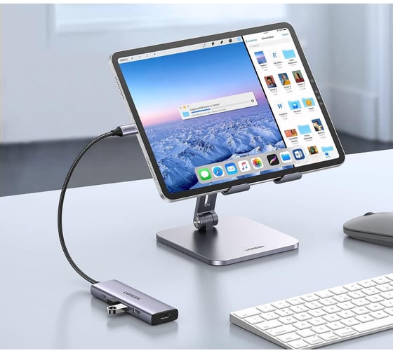 USB концентратор (хаб) Ugreen USB-C to HDMI, 3хUSB 3.0 A, PD Power Converter, цвет серый космос 15597