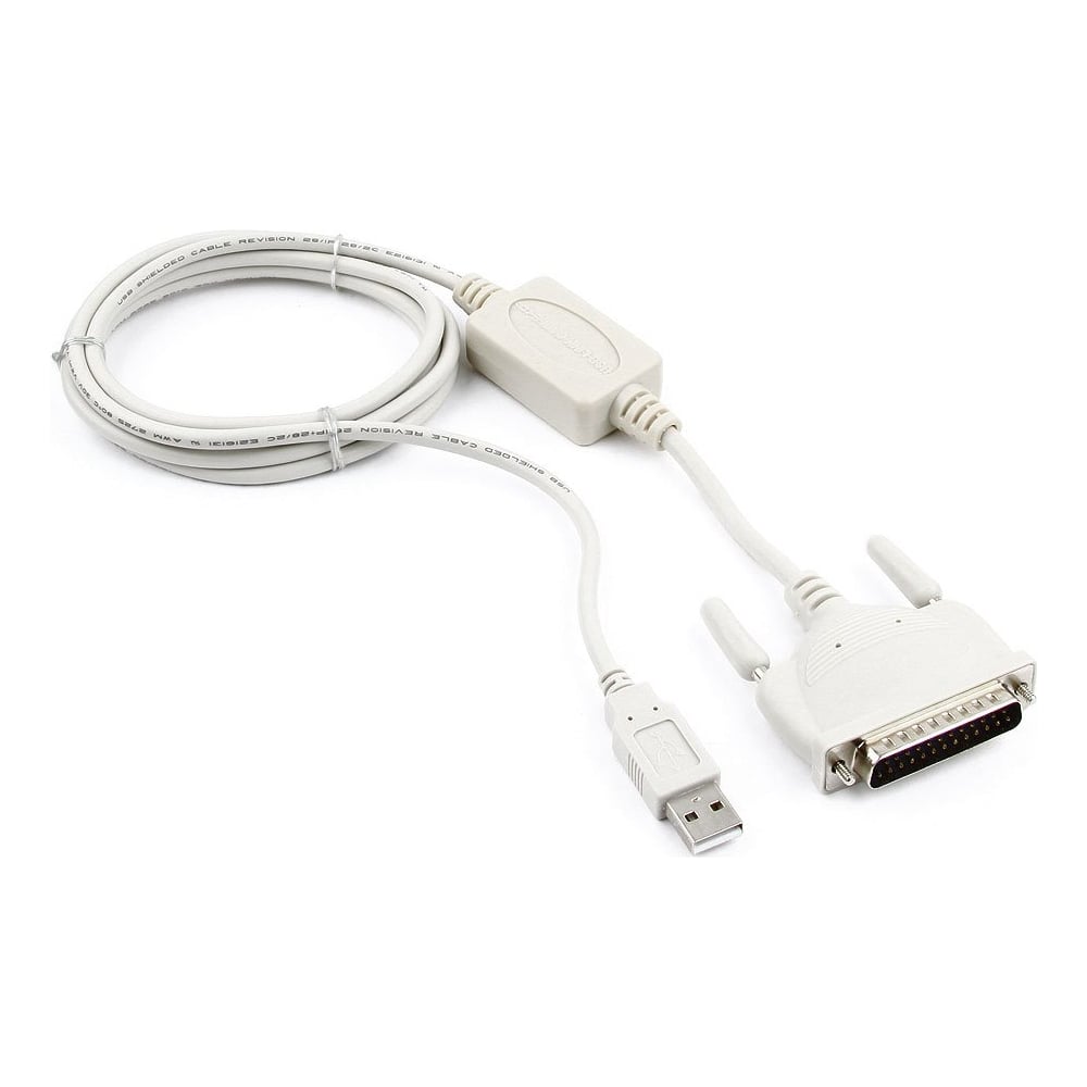 Конвертер Gembird COM USB порт, AM/DB25M, Pro, 1.8м, белый, блистер