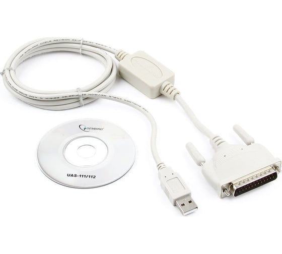 Конвертер Gembird COM - USB порт, AM/DB25M, Pro, 1.8м, белый, блистер UAS112