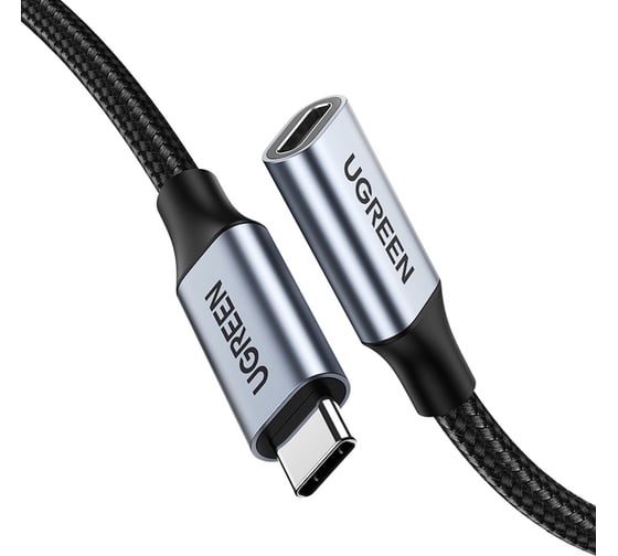 Кабель Ugreen US372 USB-C 3.1 Male - USB-C Female Gen2 удлинитель, 1м, цвет черный 30205