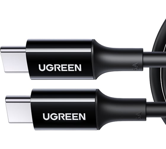 Кабель Ugreen Type-C Male to Type-C Male 2.0 ABS Shell 5A Current, длина 1м, цвет черный 80371