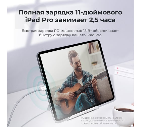 Кабель Ugreen Type-C Male to Type-C Male 2.0 ABS Shell 5A Current, длина 1 м, цвет белый 60551