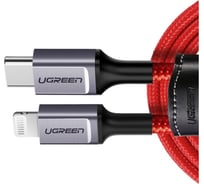 Кабель Ugreen Type-C Male to lightning Male Cable Alu Case Braided, длина 1 м, красный 20309