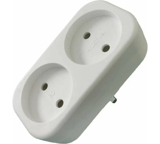 Разветвитель 2-местный TOKOV ELECTRIC без заземления, 16А, 250В, IP20, полипропилен, белый TKL-S2-C01