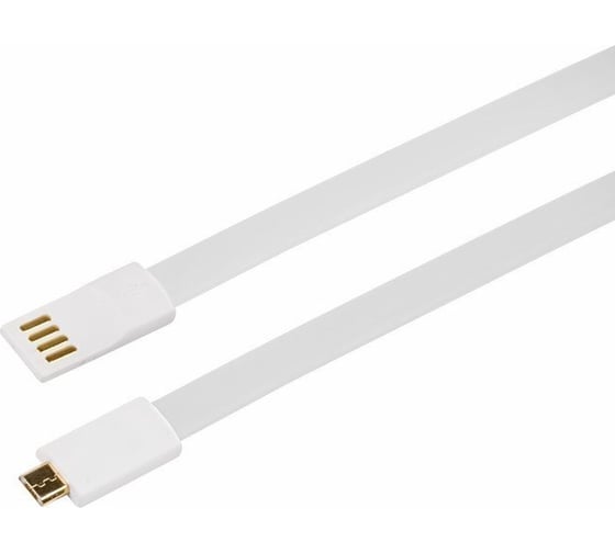 USB кабель REXANT microUSB, плоский силиконовый шнур, белый 18-4280 1