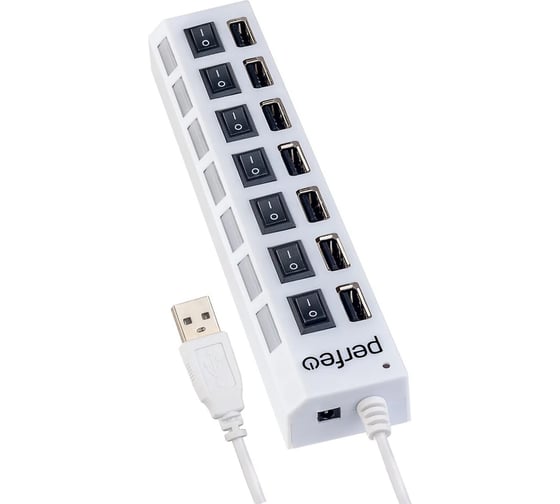USB-хаб PERFEO USB-HUB 7 Port, (PF-H033 White), белый 30015349 1