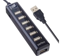 USB-хаб PERFEO USB-HUB 7 Port, (PF-H034 Black), черный 30015350