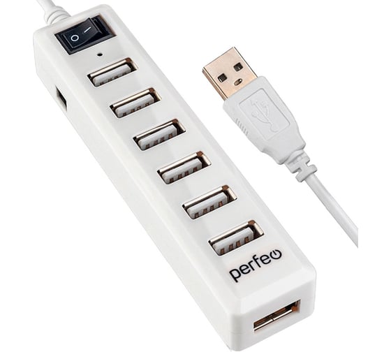 USB-хаб PERFEO USB-HUB 7 Port, (PF-H034 White), белый 30015351 1