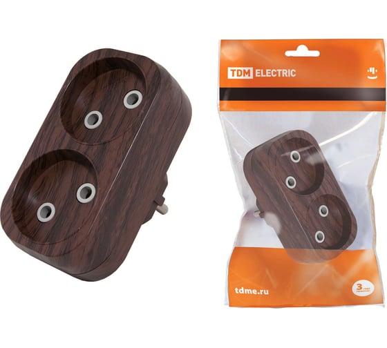 Блок TDM ELECTRIC на 2 гнезда 2П б/з плоский 6А 250B Эко SQ1806-0078