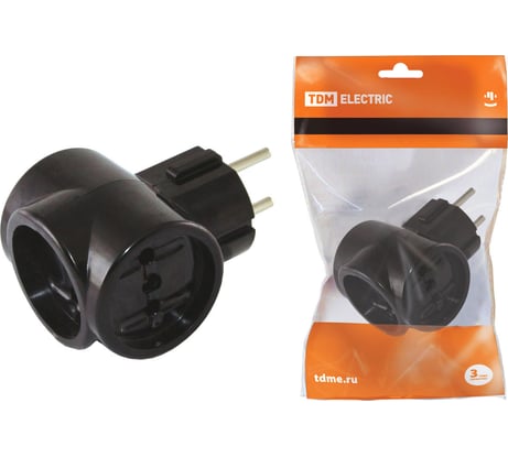 Тройник TDM ELECTRIC 3х2П 16А 250B ЕВРО Ретро карболит SQ1806-0101