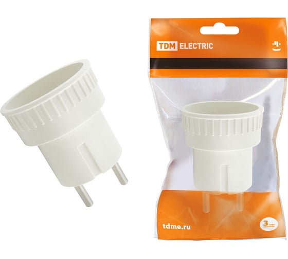 Адаптер розетка TDM ELECTRIC б/з - SHUKO 6А 250В белый SQ1806-0023 1