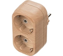 Блок TDM ELECTRIC на 2 гнезда 2П З плоский 16А 250B Эко сосна SQ1806-0074