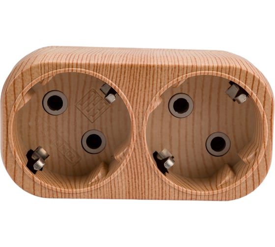 Блок TDM ELECTRIC на 2 гнезда 2П З плоский 16А 250B Эко сосна SQ1806-0074