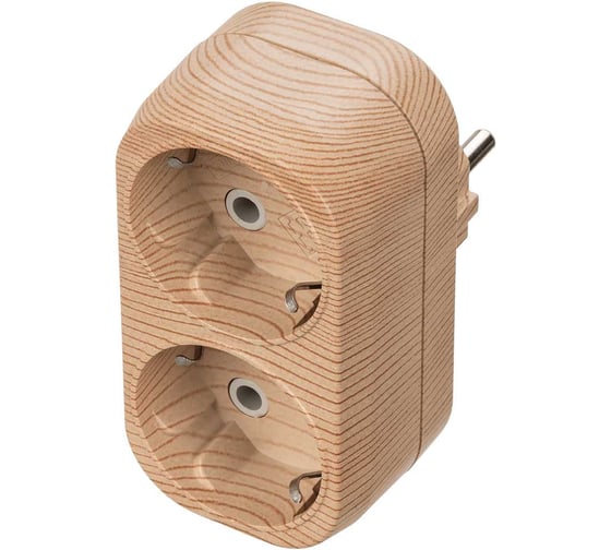 Блок TDM ELECTRIC на 2 гнезда 2П З плоский 16А 250B Эко сосна SQ1806-0074 1