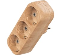 Блок TDM ELECTRIC на 3 гнезда 2П З плоский 16А 250B Эко сосна SQ1806-0076