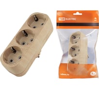Блок TDM ELECTRIC на 3 гнезда 2П З плоский 16А 250B Эко сосна SQ1806-0076