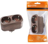 Блок TDM ELECTRIC на 2 гнезда 2П З плоский 16А 250B Эко бук SQ1806-0079