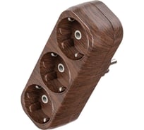 Блок TDM ELECTRIC на 3 гнезда 2П З плоский 16А 250B Эко бук SQ1806-0081