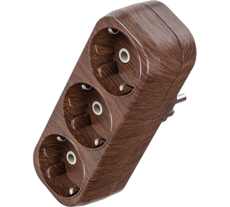 Блок TDM ELECTRIC на 3 гнезда 2П З плоский 16А 250B Эко бук SQ1806-0081