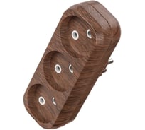 Блок TDM ELECTRIC на 3 гнезда 2П б/з плоский 6А 250B Эко бук SQ1806-0080