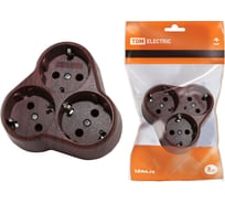 Блок TDM ELECTRIC на 3 гнезда 2П З круглый 16А 250B Эко бук SQ1806-0082
