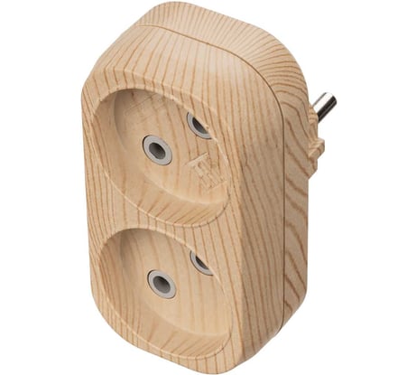 Блок TDM ELECTRIC на 2 гнезда 2П б/з плоский 6А 250B Эко сосна SQ1806-0073