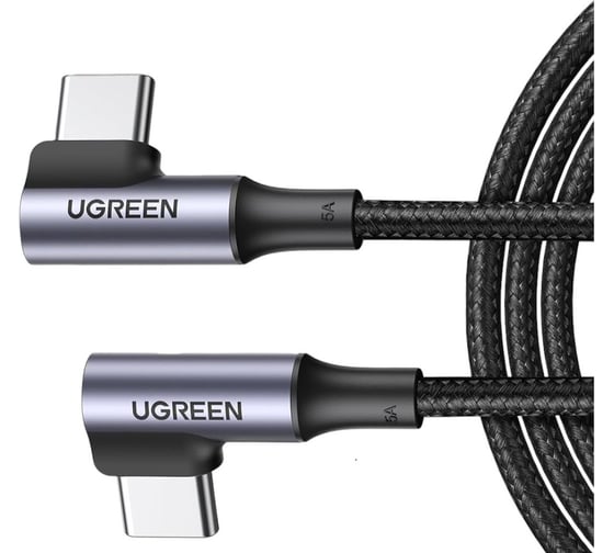 Кабель Ugreen угловой Angled USB-C 2.0 Male To Angled USB-C 2.0 Male 5A Data Cable, длина 1м, цвет серый 70696 1