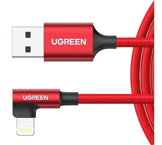 Кабель Ugreen угловой Right Angle USB-A to Lightning Cable, длина 1м, красный 60555