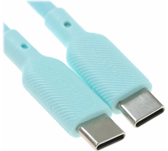 Кабель QUMO Type-C на Type-C, силиконовый, 1м, 3A, 60W, PD, голубой 32967