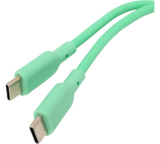 Кабель QUMO Type-C на Type-C, силиконовый, 1м, 3A, 60W, PD, зеленый 32970