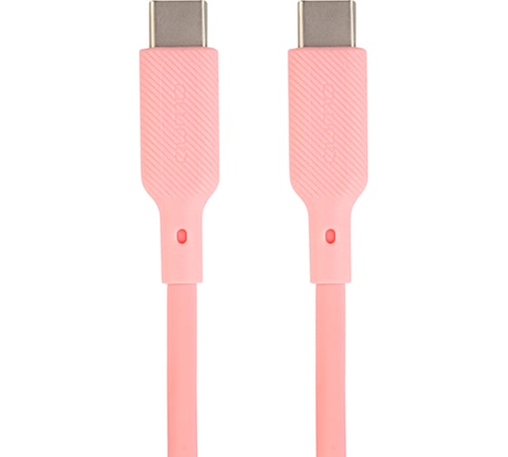 Кабель QUMO Type-C на Type-C, силиконовый, 1м, 3A, 60W, PD, розовый 32966 1