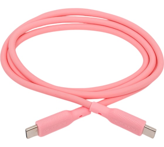 Кабель QUMO Type-C на Type-C, силиконовый, 1м, 3A, 60W, PD, розовый 32966