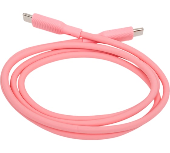Кабель QUMO Type-C на Type-C, силиконовый, 1м, 3A, 60W, PD, розовый 32966