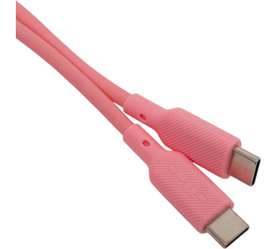 Кабель QUMO Type-C на Type-C, силиконовый, 1м, 3A, 60W, PD, розовый 32966