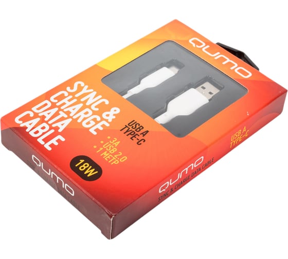 Кабель QUMO USB-A на Type-C, силиконовый, 1м, 3A, 18W, белый 32958