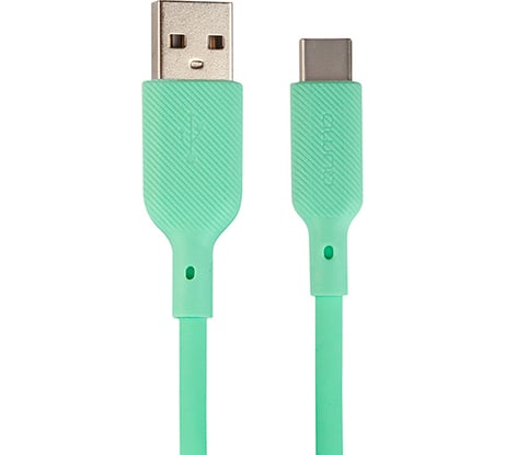 Кабель QUMO USB-A на Type-C, силиконовый, 1м, 3A, 18W, зеленый 32963