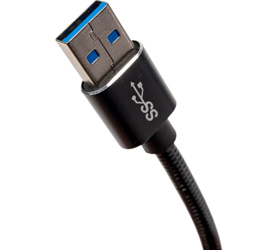 Кабель QUMO USB 3.0-Type C, 1м, 5/9/12В, 3A, 18Вт, оплетка, металлическая пружинка, коннектор металл, черный 22477