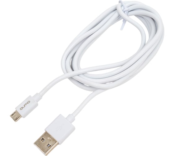 Кабель QUMO USB-Micro USB, 1.8м, 5В, 2А, 10Вт, оплетка PVC, коннектор PVC, круглый, белый 24429 1