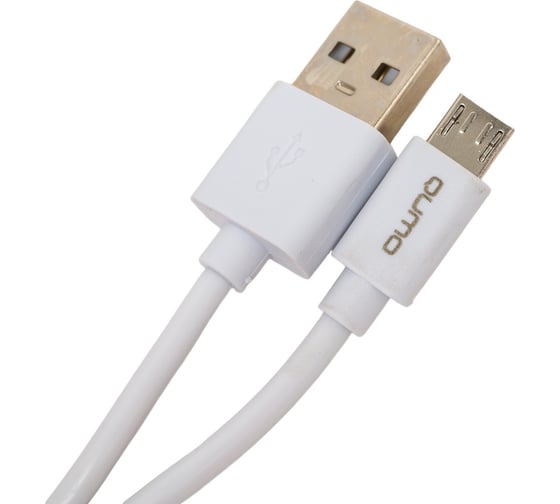 Кабель QUMO USB-Micro USB, 1.8м, 5В, 2А, 10Вт, оплетка PVC, коннектор PVC, круглый, белый 24429