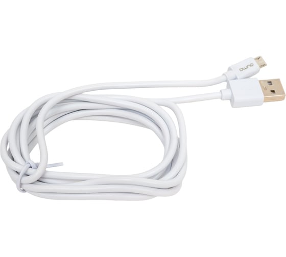 Кабель QUMO USB-Micro USB, 1.8м, 5В, 2А, 10Вт, оплетка PVC, коннектор PVC, круглый, белый 24429