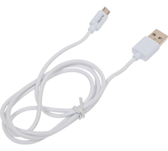 Кабель QUMO USB-Micro USB, 1м, 5В, 2А, 10Вт, оплетка PVC, коннектор PVC, круглый, белый 20512