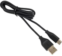 Кабель QUMO USB-Type C, 1м, 5/9/12В, 2A, 18Вт, оплетка PVC, коннектор PVC, круглый, черный 22470